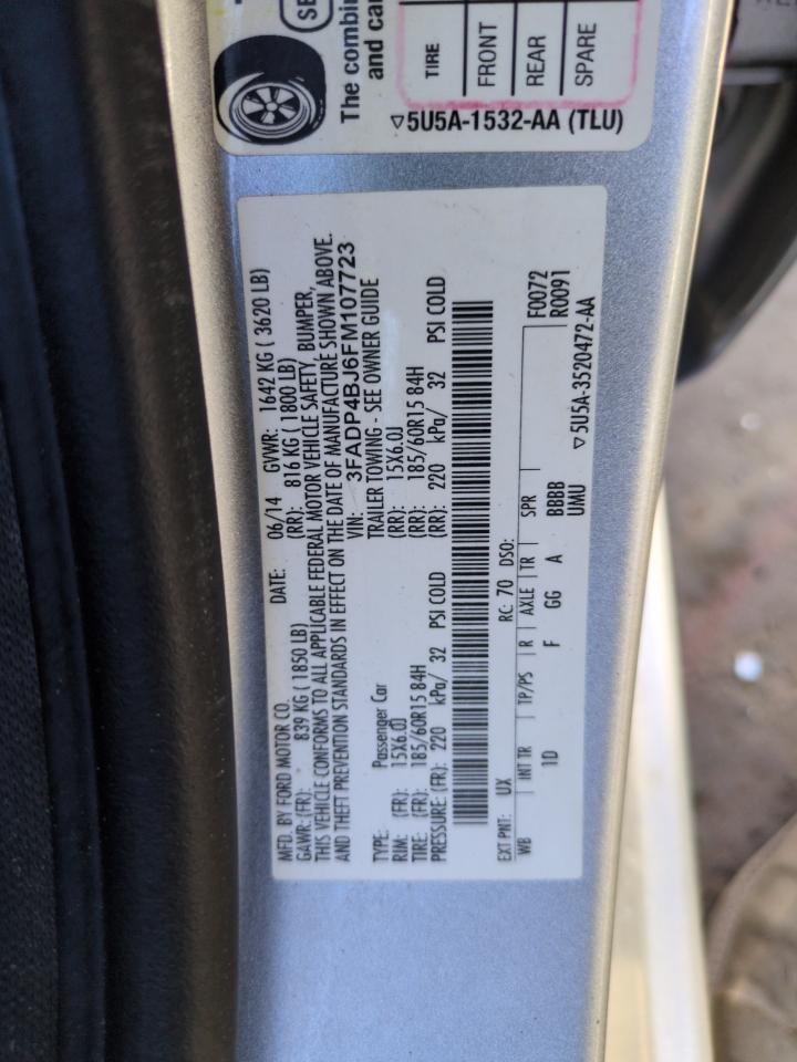 2015 Ford Fiesta Se VIN: 3FADP4BJ6FM107723 Lot: 56938045