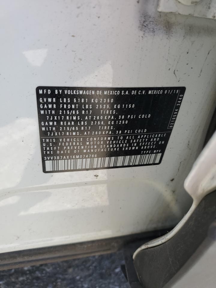 2019 Volkswagen Tiguan Se VIN: 3VV3B7AX1KM074766 Lot: 57352635