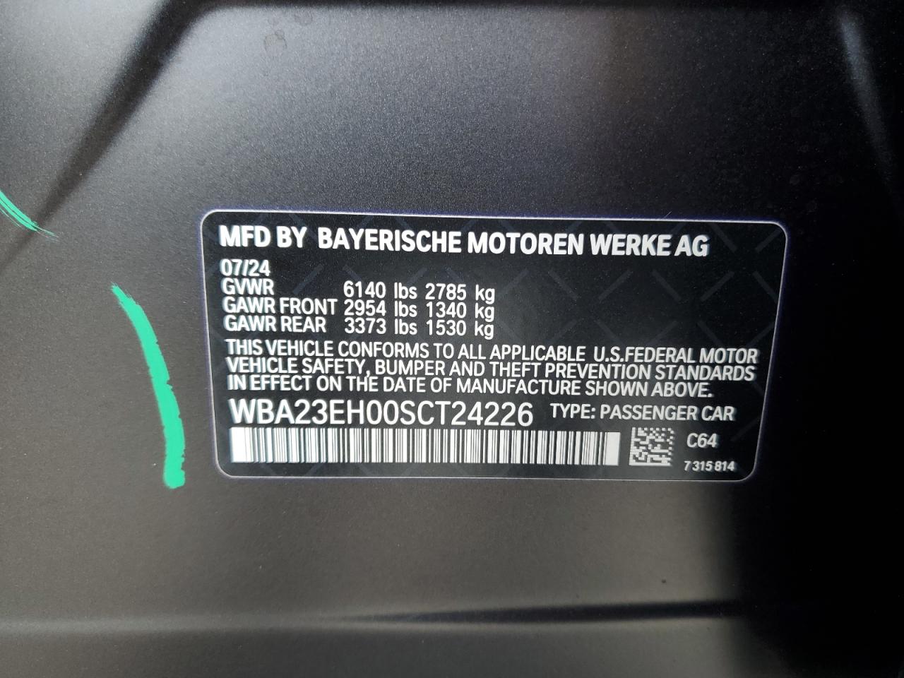 2025 BMW 740 I VIN: WBA23EH00SCT24226 Lot: 56663845