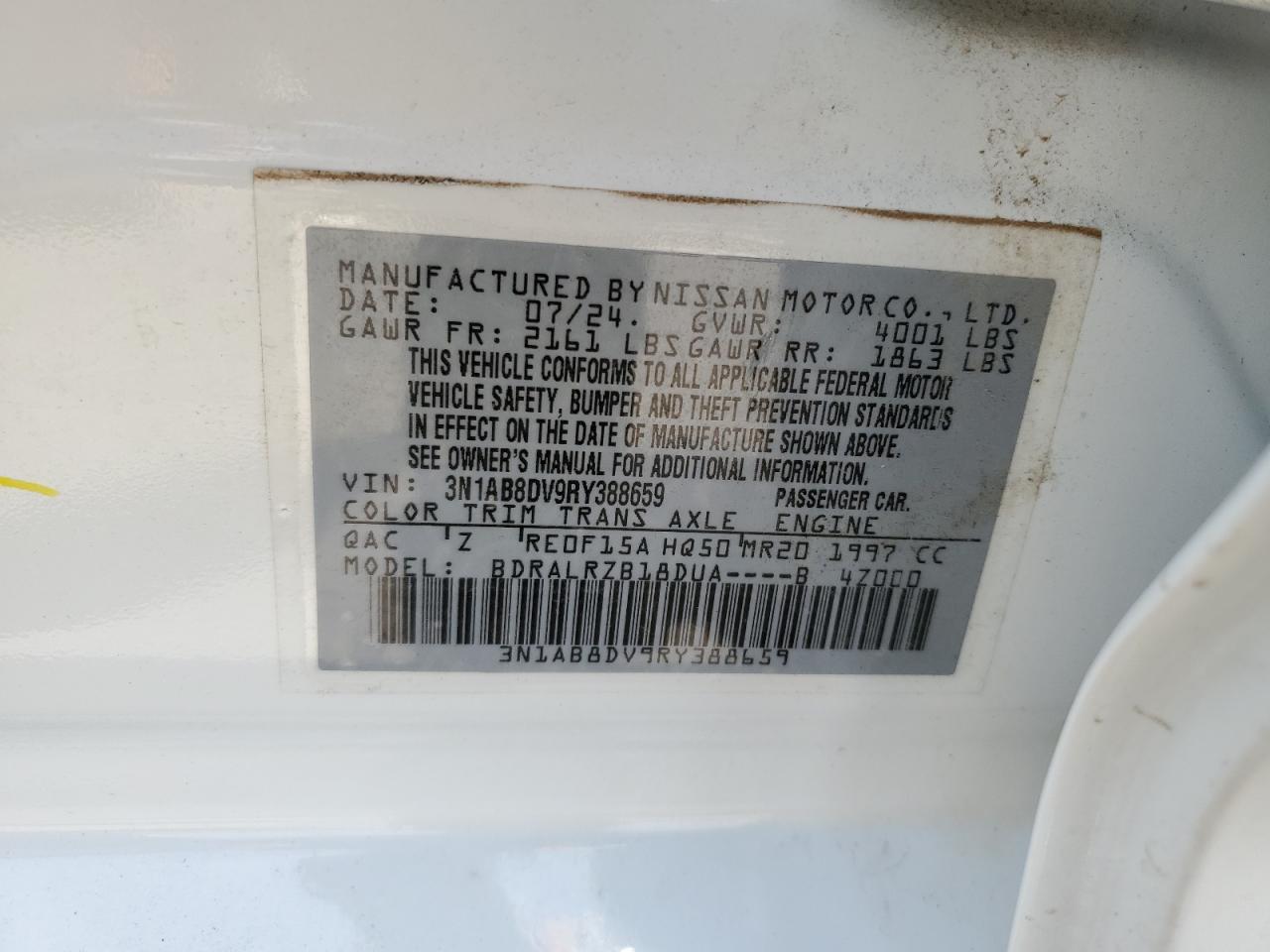 2024 Nissan Sentra Sr VIN: 3N1AB8DV9RY388659 Lot: 56790005
