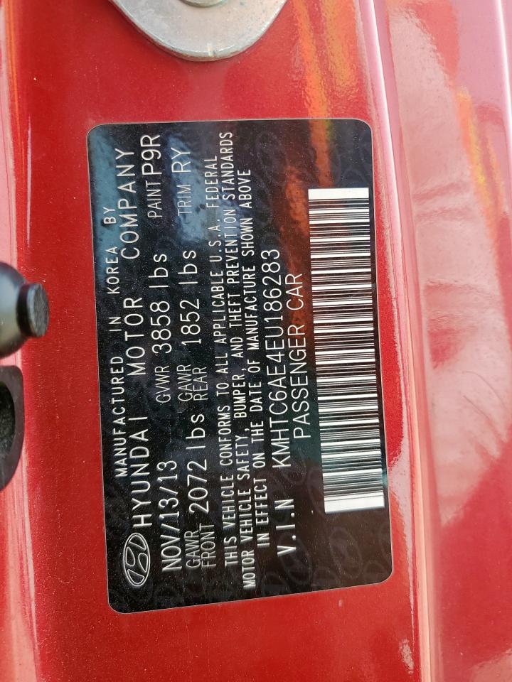 2014 Hyundai Veloster Turbo VIN: KMHTC6AE4EU186283 Lot: 56411345