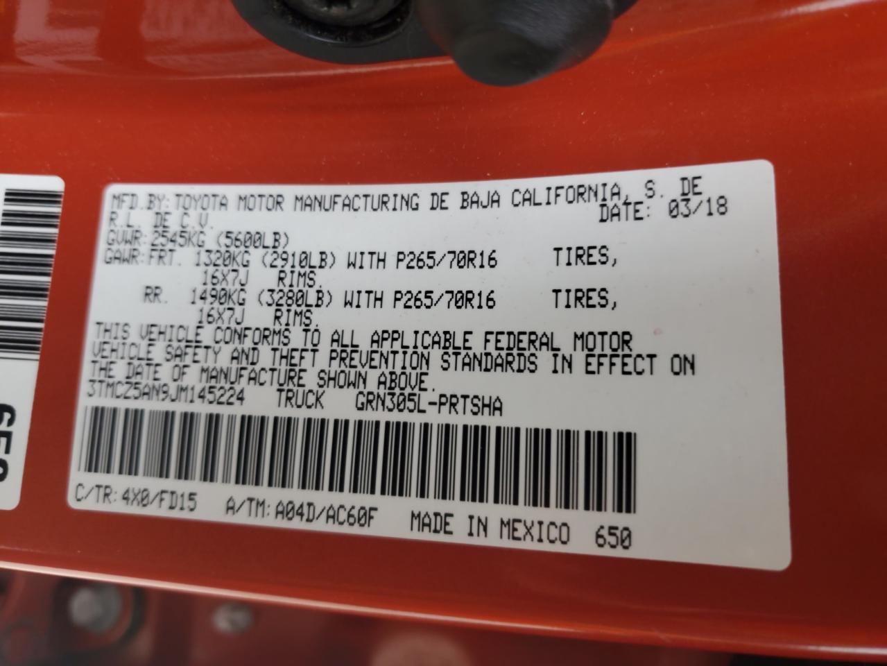 2018 Toyota Tacoma Double Cab VIN: 3TMCZ5AN9JM145224 Lot: 57626145