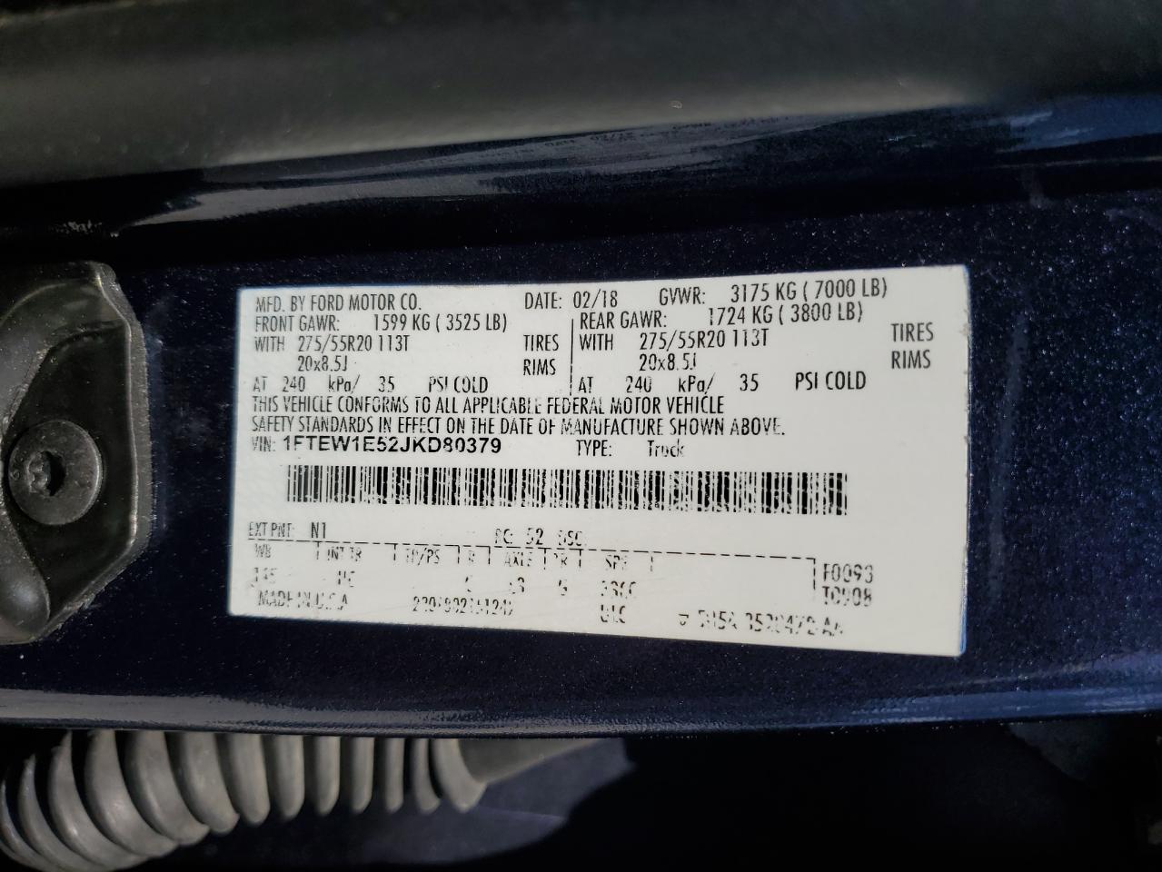 1FTEW1E52JKD80379 FORD F-150 2018