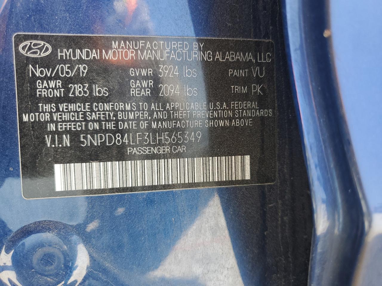 2020 Hyundai Elantra Sel VIN: 5NPD84LF3LH565349 Lot: 57135475