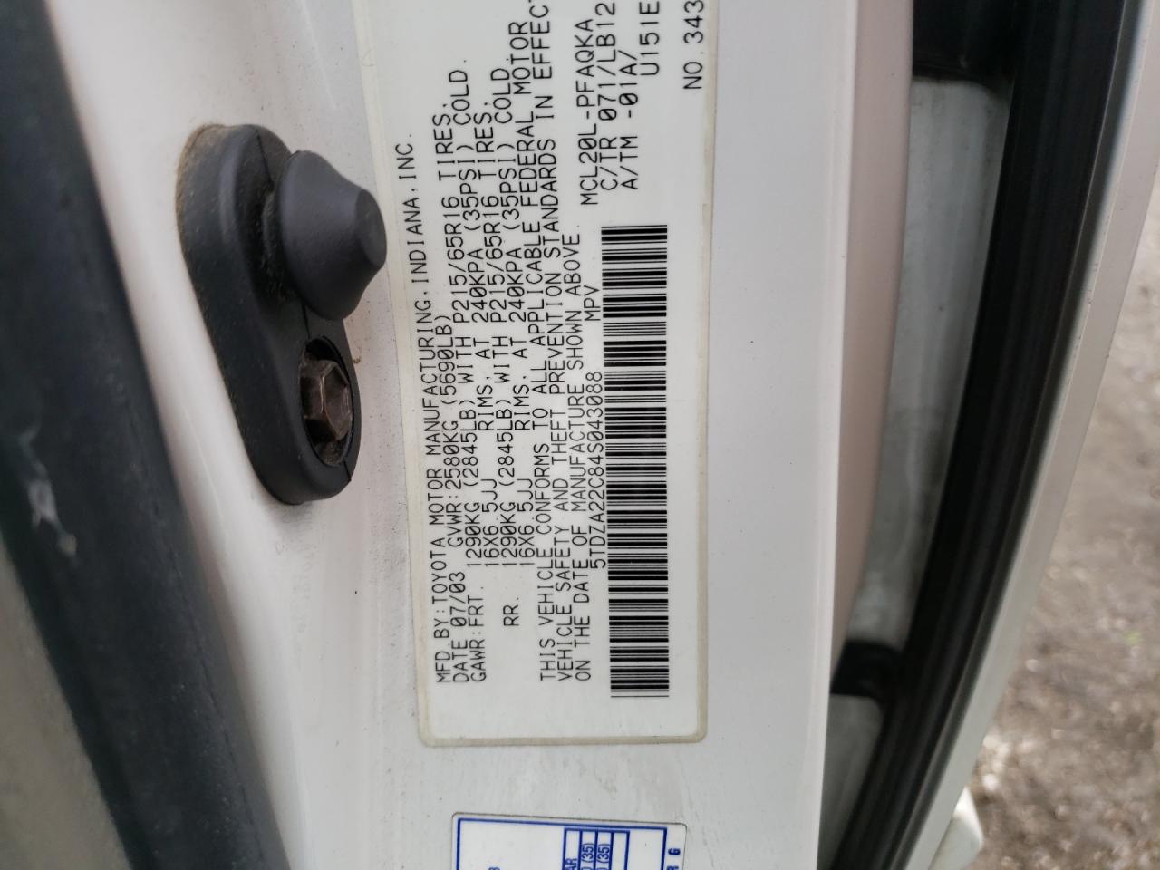 2004 Toyota Sienna Xle VIN: 5TDZA22C84S043088 Lot: 57184645