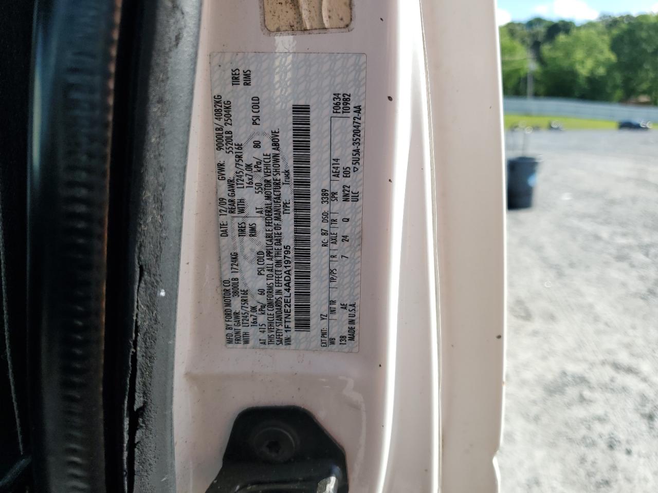 2010 Ford Econoline E250 Van VIN: 1FTNE2EL4ADA19795 Lot: 55576885