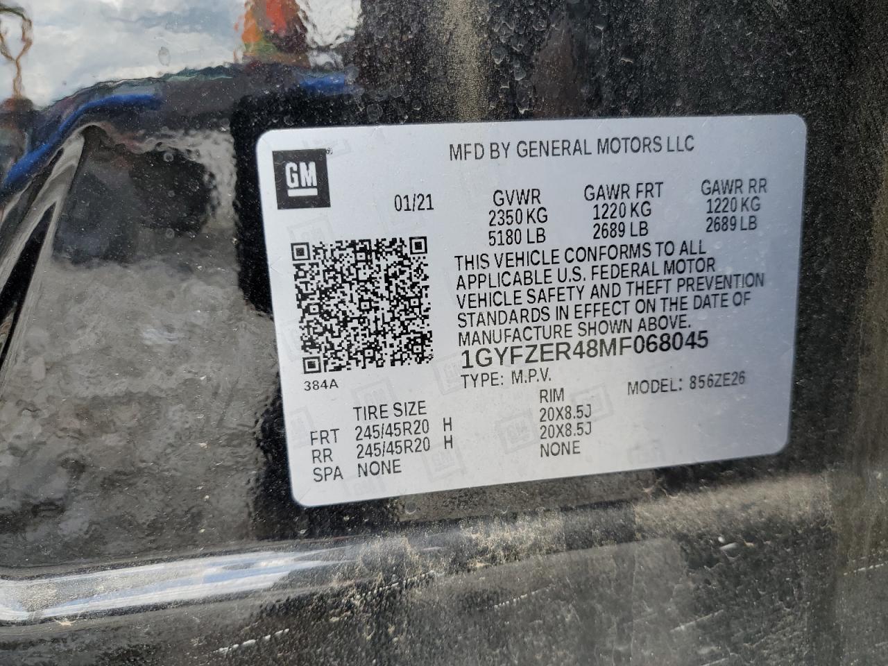 2021 Cadillac Xt4 Sport VIN: 1GYFZER48MF068045 Lot: 55854555