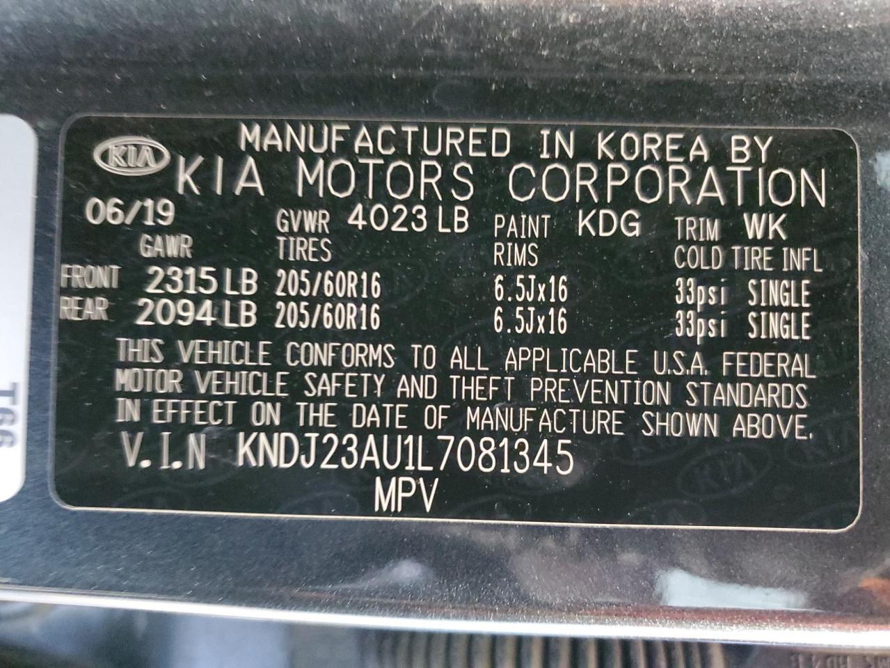 2020 Kia Soul Lx VIN: KNDJ23AU1L7081345 Lot: 57886785