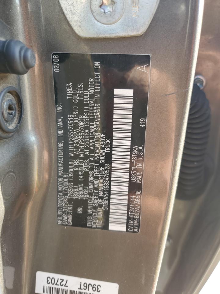 2008 Toyota Tundra Crewmax VIN: 5TBEV54168S478528 Lot: 56537465