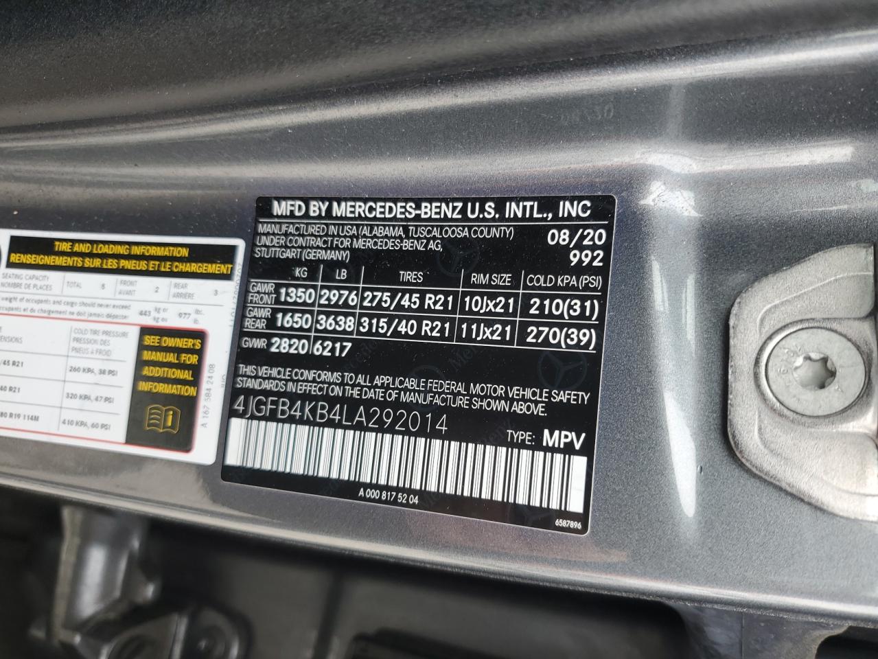 2020 Mercedes-Benz Gle 350 4Matic VIN: 4JGFB4KB4LA292014 Lot: 58759825