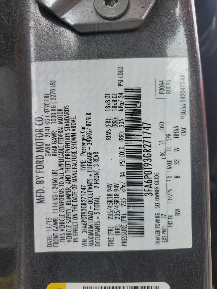 3FA6P0T93GR271747 FORD FUSION 2016