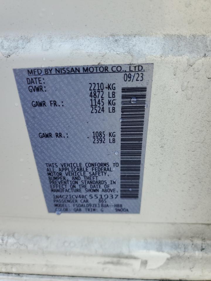 2024 Nissan Leaf Sv Plus VIN: 1N4CZ1CV4RC551937 Lot: 56818215