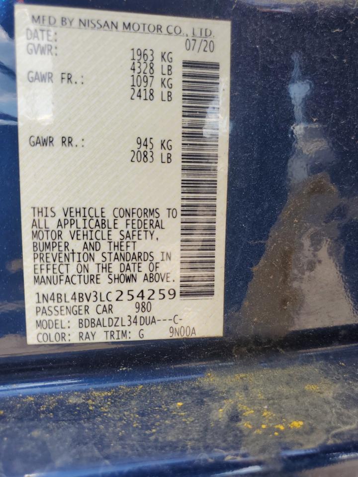 2020 Nissan Altima S VIN: 1N4BL4BV3LC254259 Lot: 56827935