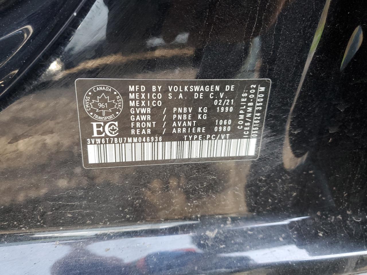2021 Volkswagen Jetta Gli VIN: 3VW6T7BU7MM046936 Lot: 55046575