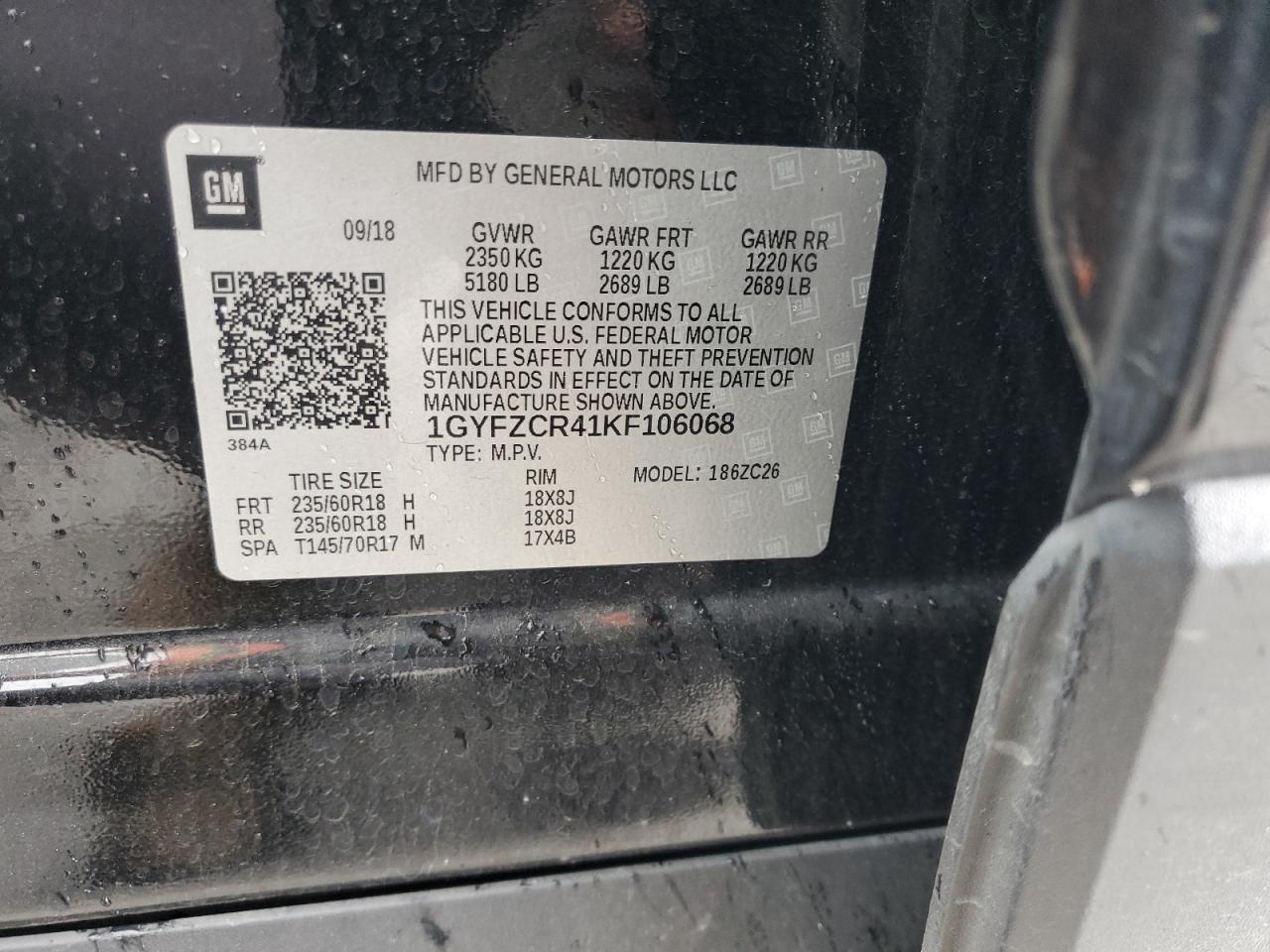 2019 Cadillac Xt4 Premium Luxury VIN: 1GYFZCR41KF106068 Lot: 58938375
