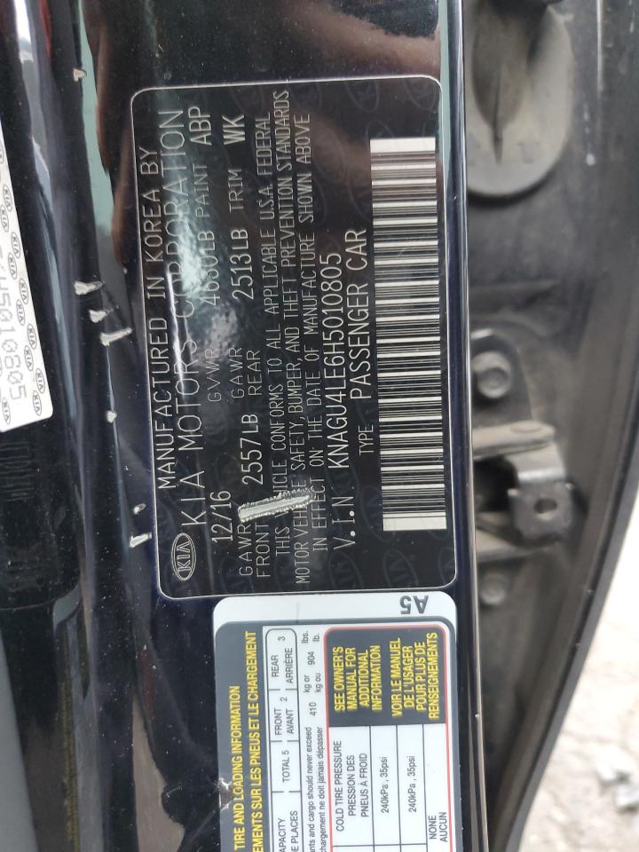 2017 Kia Optima Hybrid VIN: KNAGU4LE6H5010805 Lot: 56653265