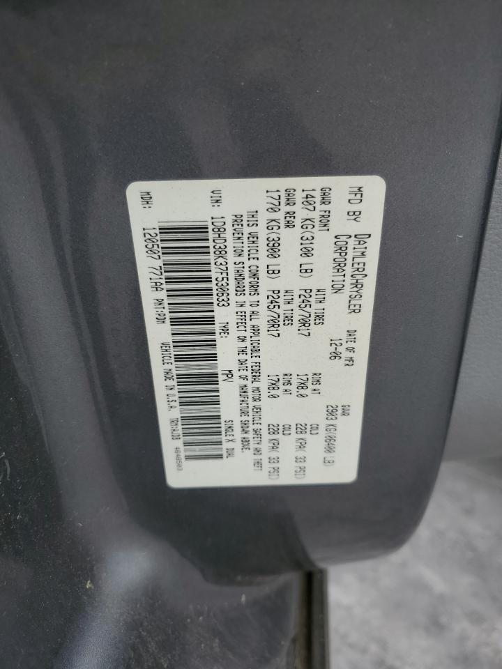 2007 Dodge Durango Sxt VIN: 1D8HD38K37F530633 Lot: 55934765