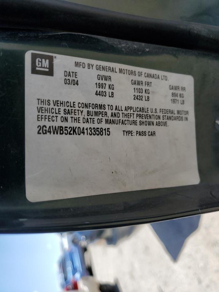 2004 Buick Regal Ls VIN: 2G4WB52K041335815 Lot: 56188585