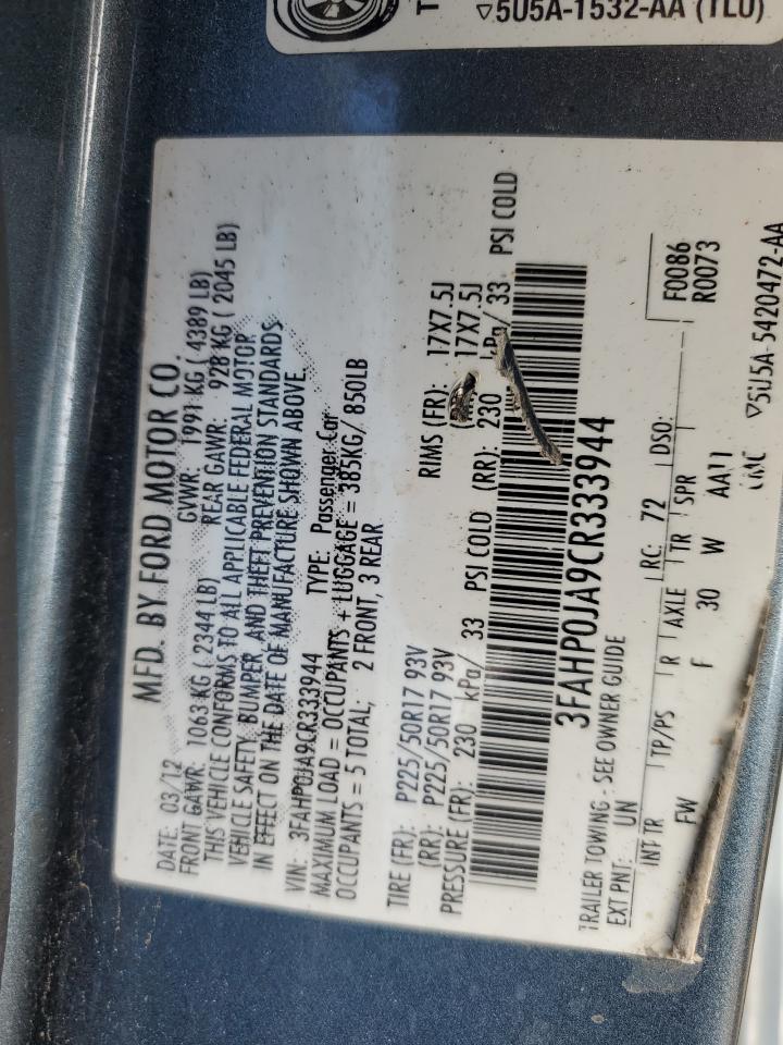 2012 Ford Fusion Sel VIN: 3FAHP0JA9CR333944 Lot: 56907605