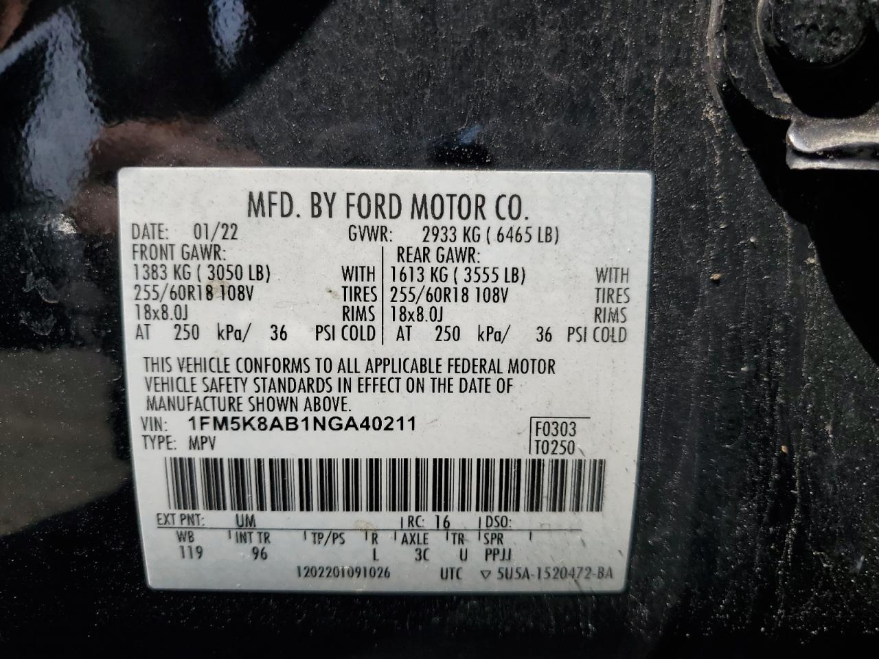 2022 Ford Explorer Police Interceptor VIN: 1FM5K8AB1NGA40211 Lot: 56632435