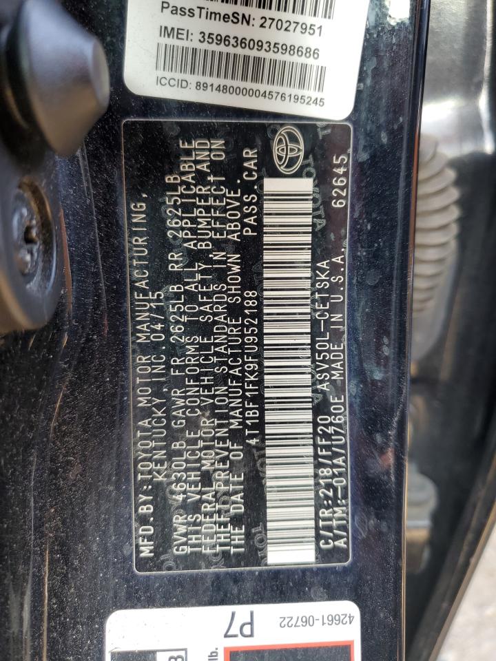 2015 Toyota Camry Le VIN: 4T1BF1FK9FU952188 Lot: 56053725