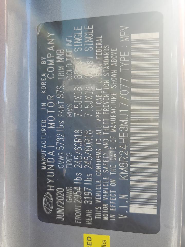 2021 Hyundai Palisade Sel VIN: KM8R24HE3MU177077 Lot: 55664505