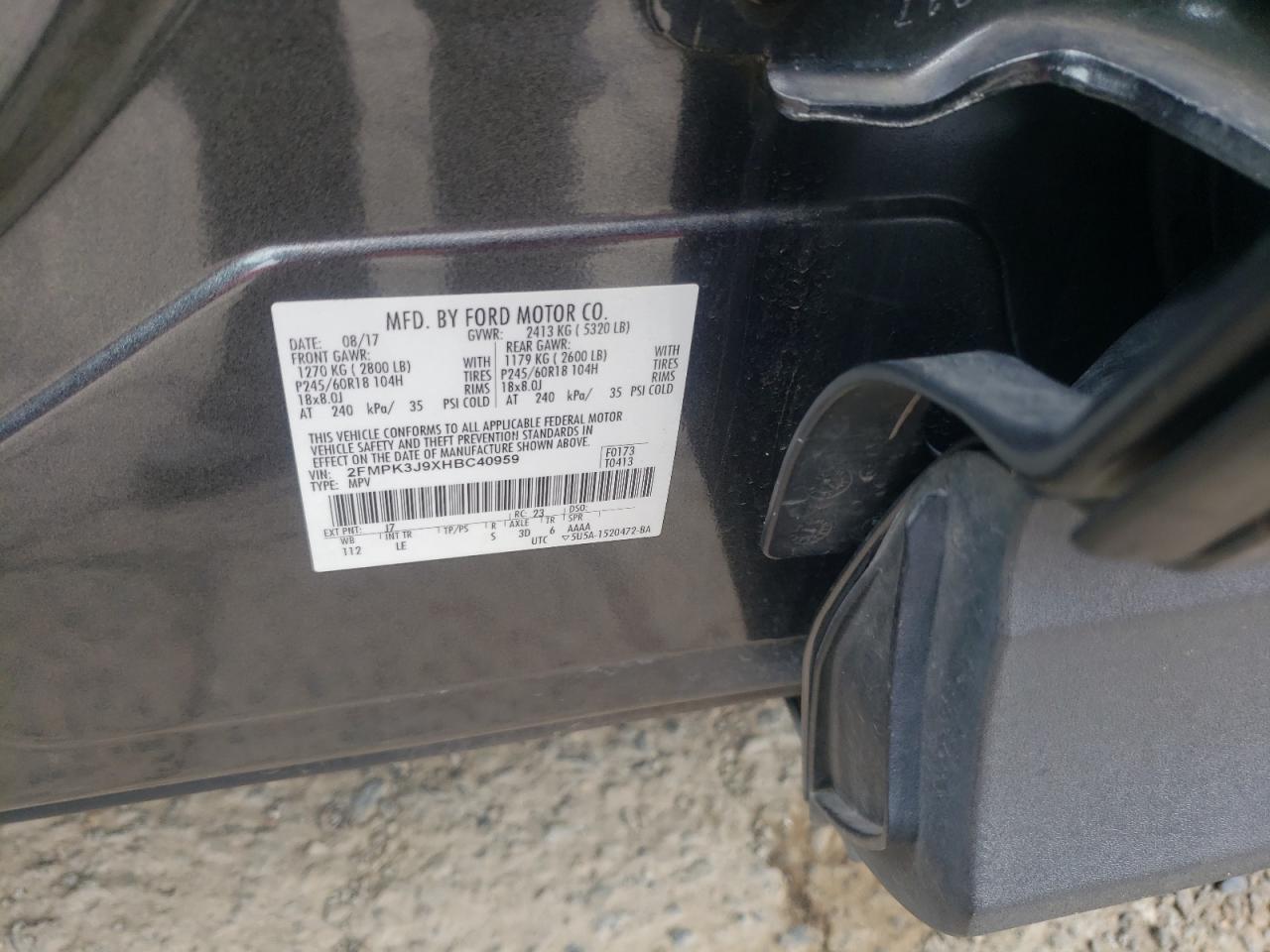 2FMPK3J9XHBC40959 FORD EDGE 2017