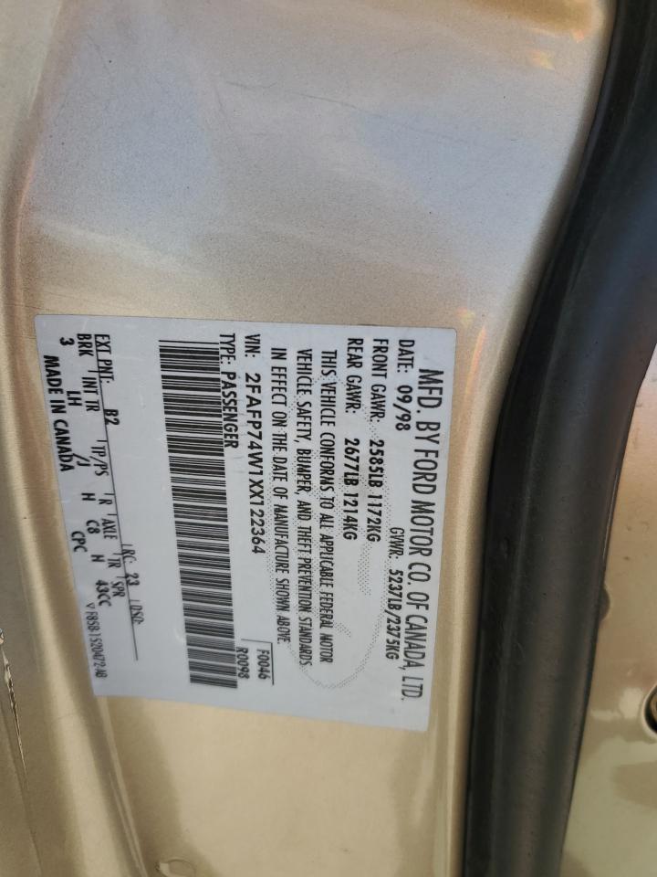 1999 Ford Crown Victoria Lx VIN: 2FAFP74W1XX122364 Lot: 56929455