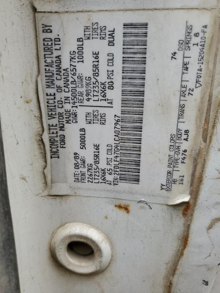 FORD F350 1990 VIN 2FDLF47G4LCA07967 photo 12