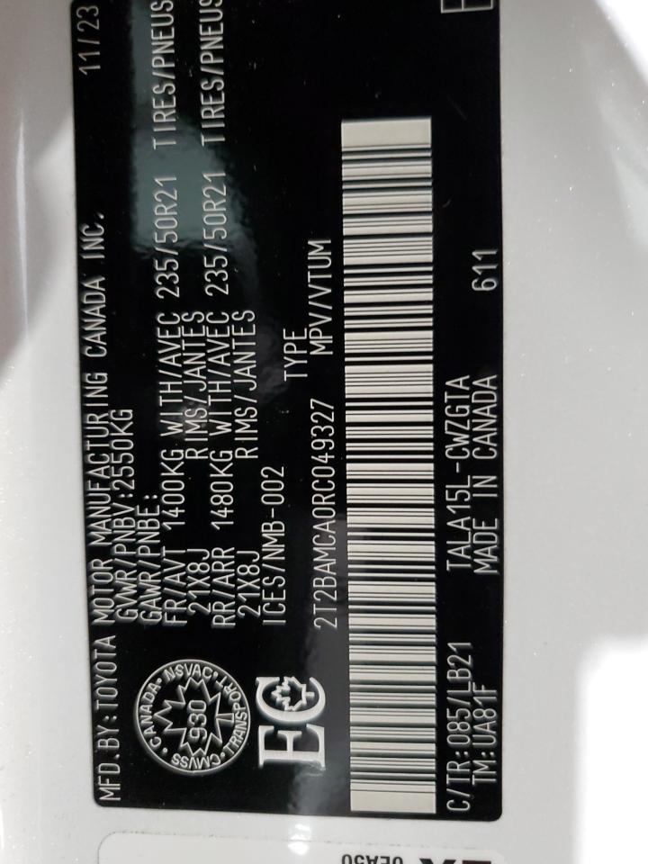 2024 Lexus Rx 350 Base VIN: 2T2BAMCA0RC049327 Lot: 57111995