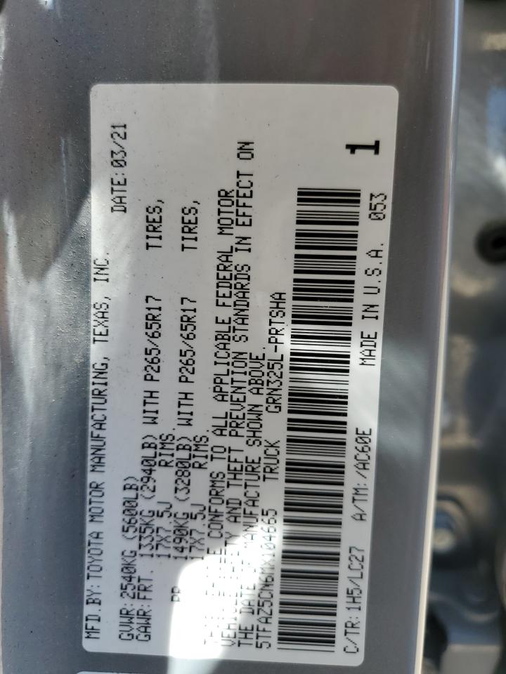 2021 Toyota Tacoma Double Cab VIN: 5TFAZ5CN6MX104665 Lot: 57083145