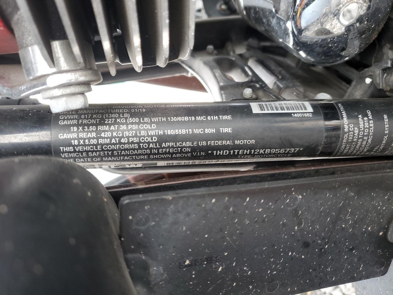 2019 Harley-Davidson Flhtkse VIN: 1HD1TEH12KB956737 Lot: 58660015