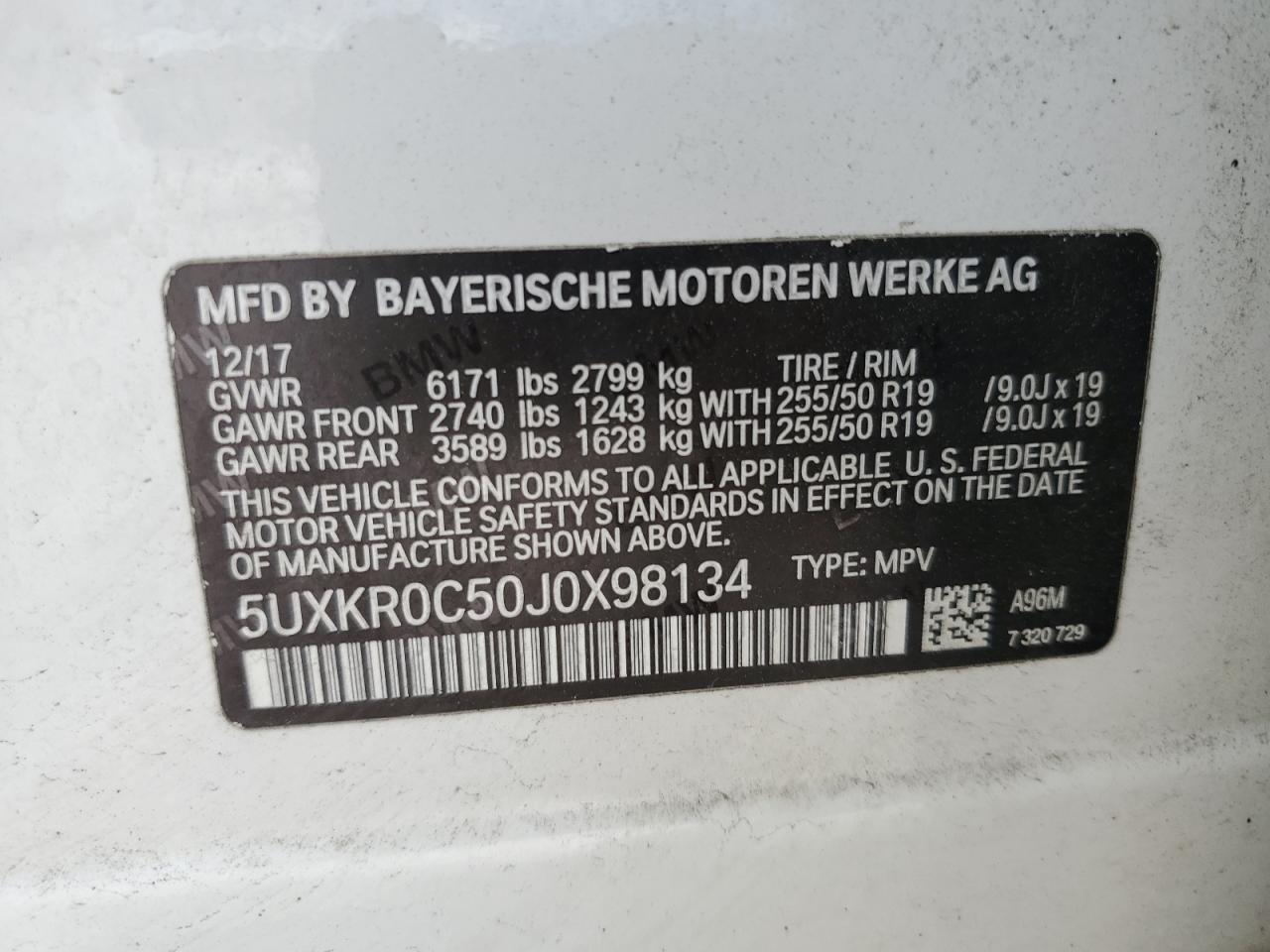 2018 BMW X5 xDrive35I VIN: 5UXKR0C50J0X98134 Lot: 56936055