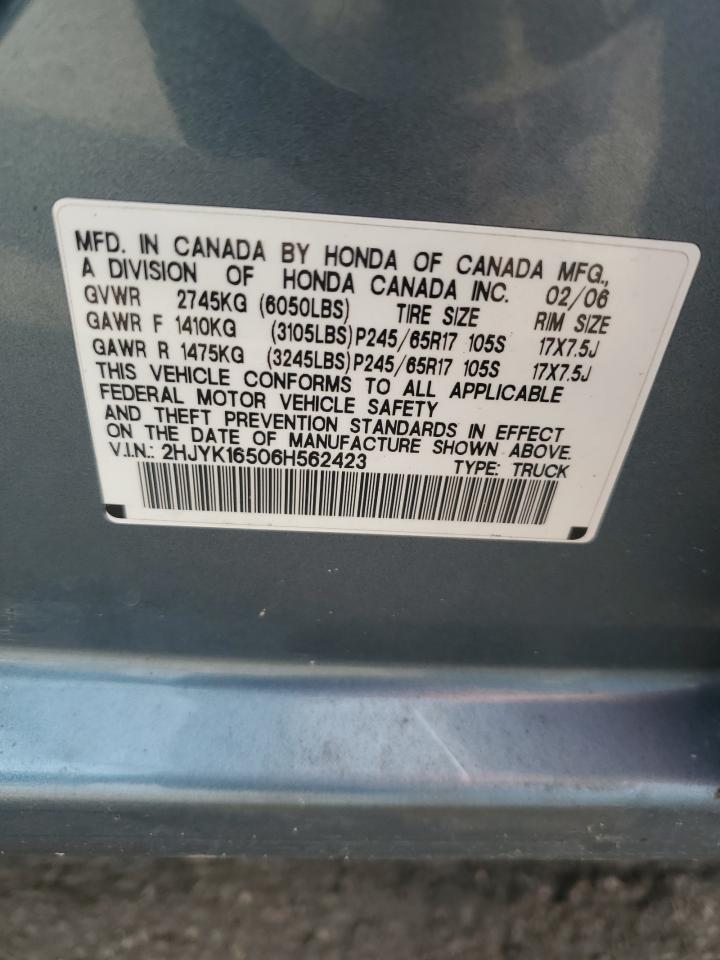2006 Honda Ridgeline Rtl VIN: 2HJYK16506H562423 Lot: 56783635