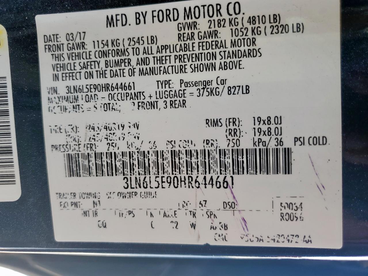 2017 Lincoln Mkz Reserve VIN: 3LN6L5E90HR644661 Lot: 56971915