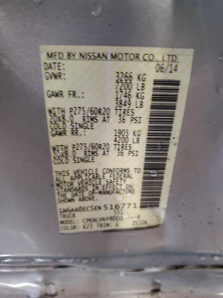 2014 Nissan Titan S VIN: 1N6AA0EC5EN516771 Lot: 56384015