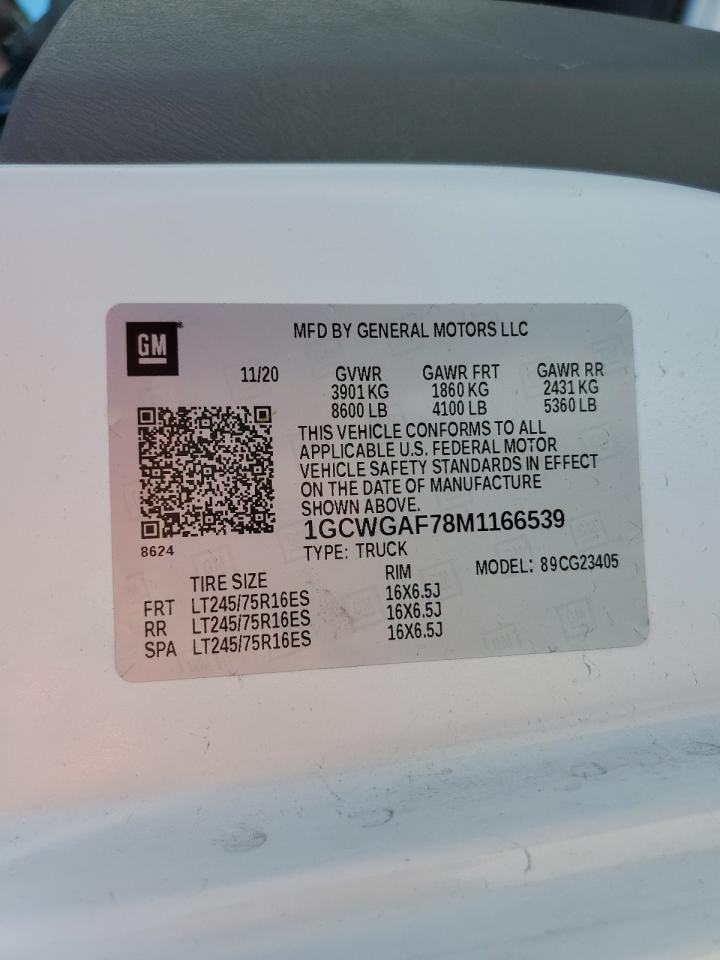 1GCWGAF78M1166539 CHEVROLET EXPRESS 2021