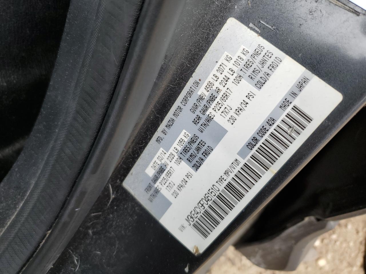 2015 Mazda Cx-5 Touring VIN: JM3KE4CY9F0461510 Lot: 56879235
