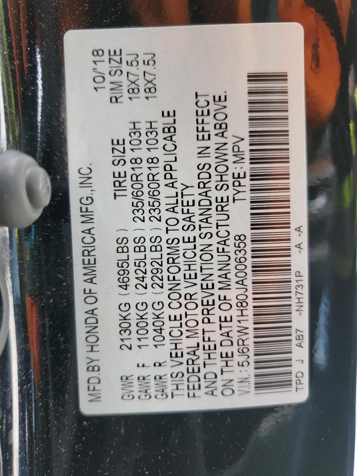 5J6RW1H80JA006358 HONDA CRV 2018