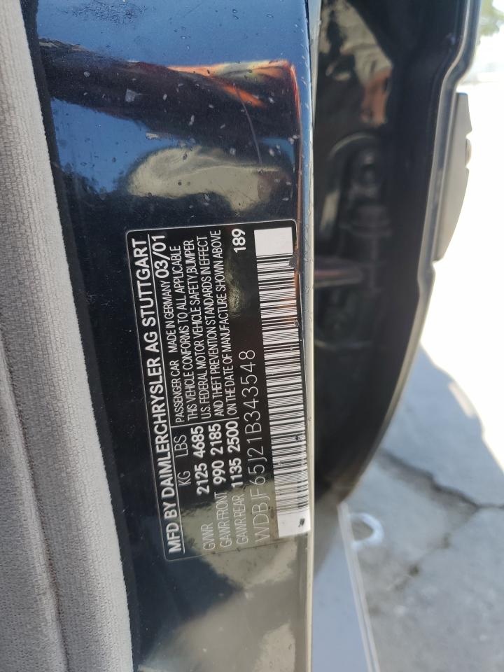 2001 Mercedes-Benz E 320 VIN: WDBJF65J21B343548 Lot: 57724805
