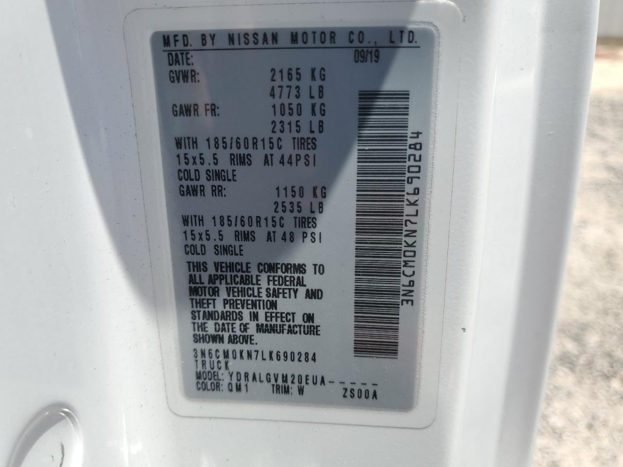 2020 Nissan Nv200 2.5S VIN: 3N6CM0KN7LK690284 Lot: 56337575