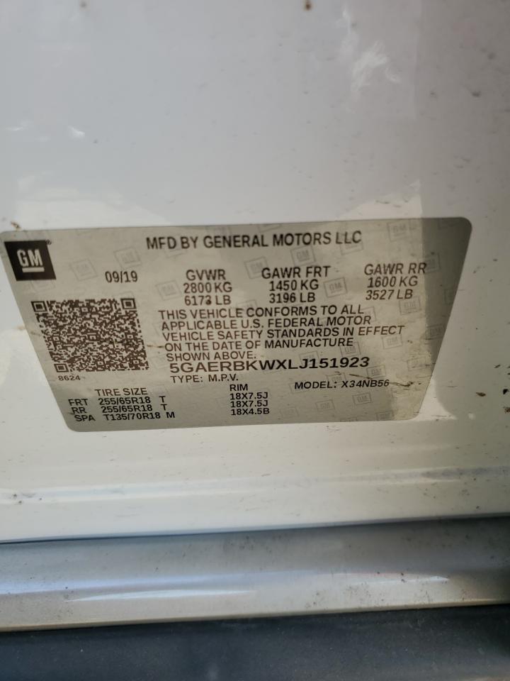 2020 Buick Enclave Essence VIN: 5GAERBKWXLJ151923 Lot: 56543185