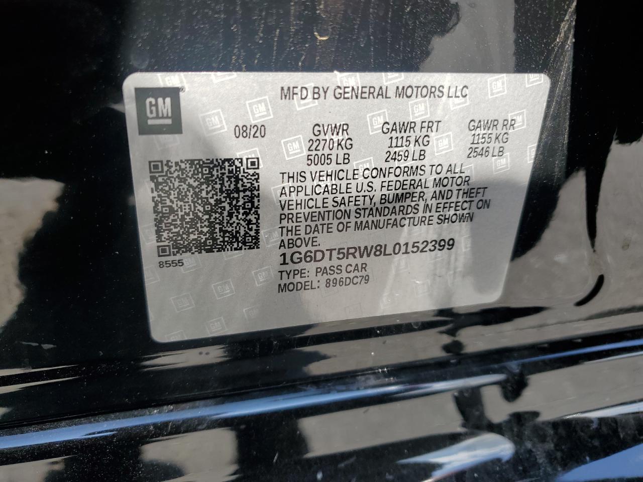 2020 Cadillac Ct5 Premium Luxury VIN: 1G6DT5RW8L0152399 Lot: 55594985