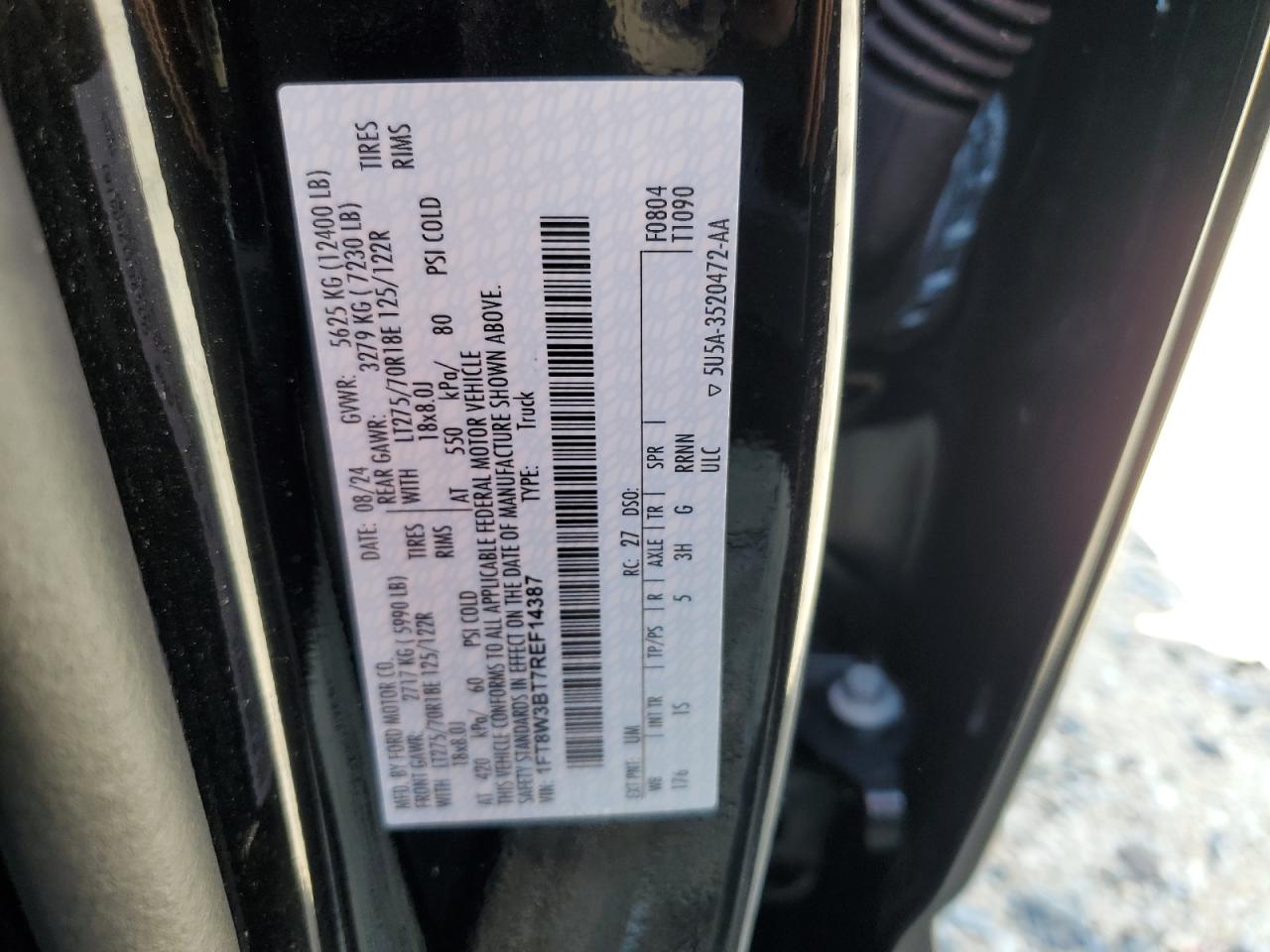 1FT8W3BT7REF14387 FORD F350 2024