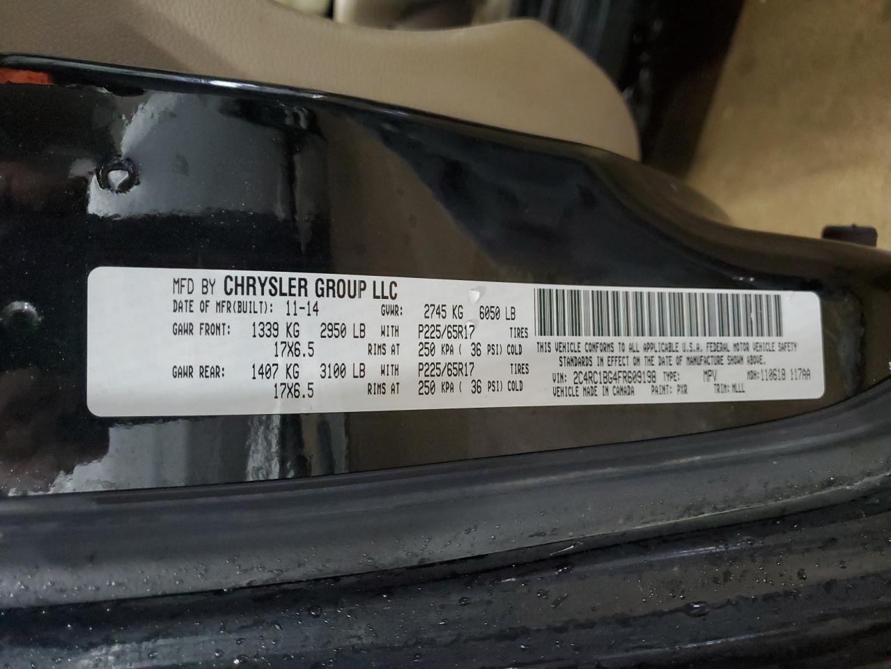 2015 Chrysler Town & Country Touring VIN: 2C4RC1BG4FR609198 Lot: 58489305