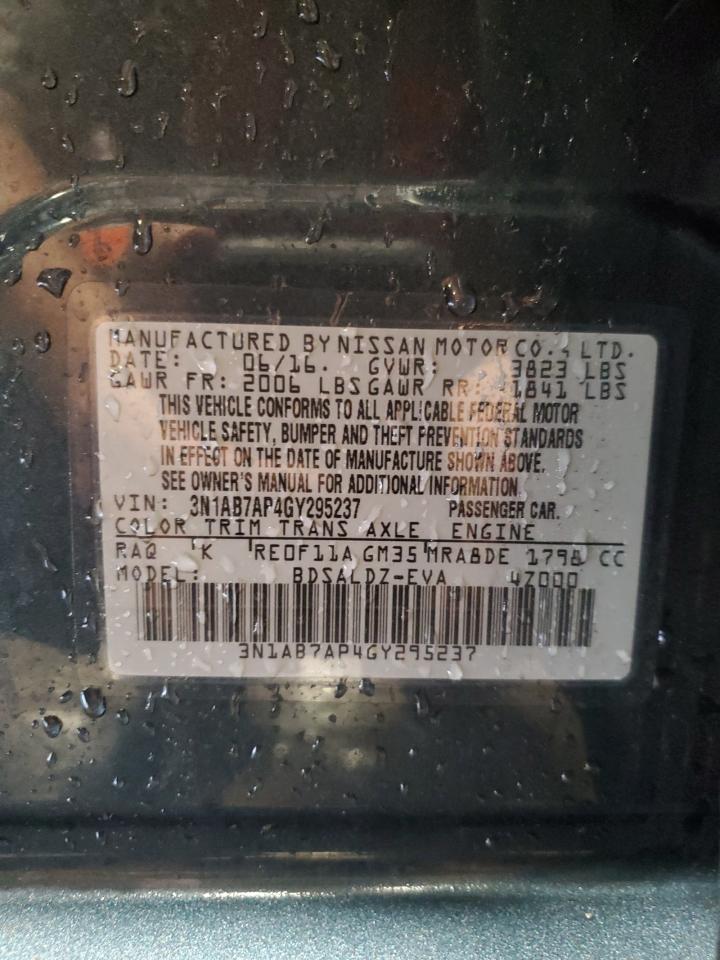 2016 Nissan Sentra S VIN: 3N1AB7AP4GY295237 Lot: 57078195
