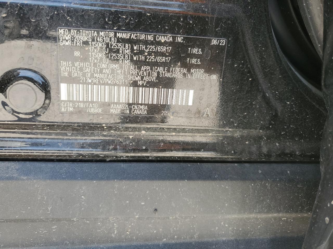 2023 Toyota Rav4 Xle VIN: 2T3W1RFV7PW276311 Lot: 56457345