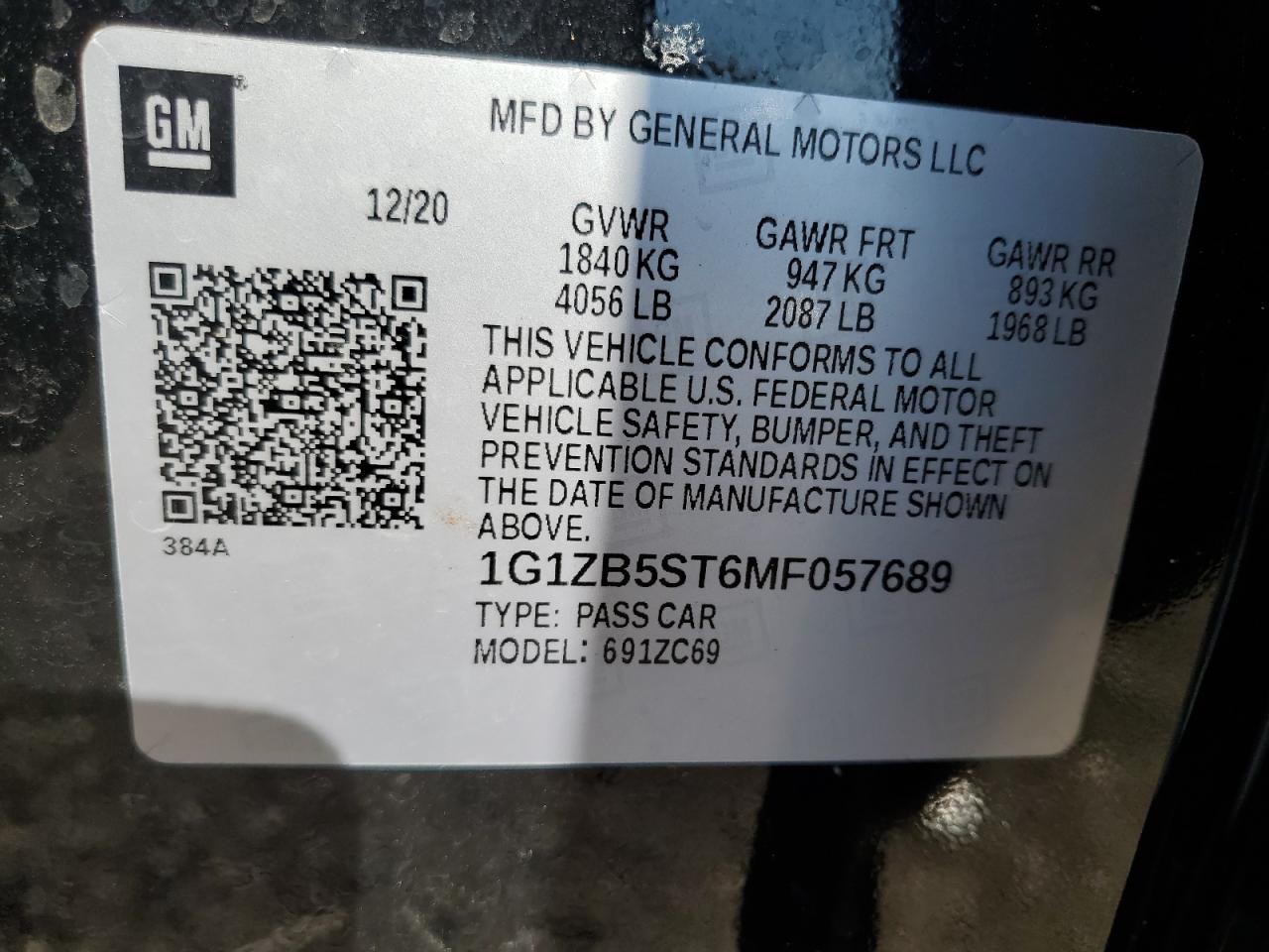 1G1ZB5ST6MF057689 CHEVROLET MALIBU 2021