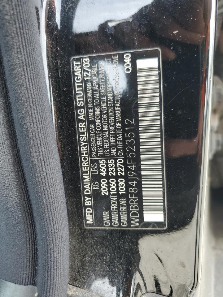2004 Mercedes-Benz C 320 4Matic VIN: WDBRF84J94F523512 Lot: 56915085