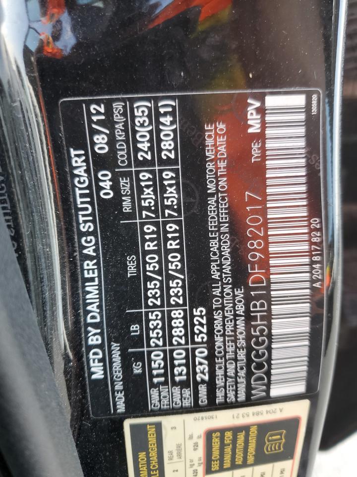 2013 Mercedes-Benz Glk 350 VIN: WDCGG5HB1DF982017 Lot: 58566335